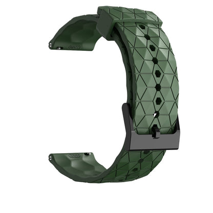 Green textured watch strap on a white background