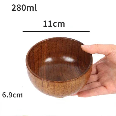 Japanese Jujube Wood Soup & Rice Bowl – Solid Wood Salad Bowl for Children, Baby & Adults
