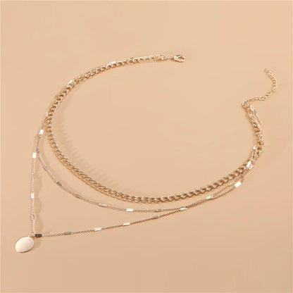 Vintage Layered Pendant Necklace – Women’s Link Chain Fashion Jewelry