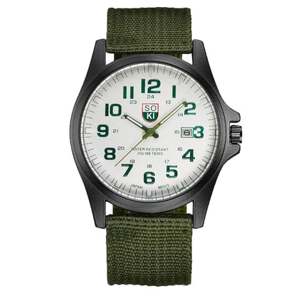 2024 New Fashionable Casual Men Watch Fashion Men's Military Watch Woven Nylon Belt Calendar Quartz Watch Часы Мужски - BeeTrendyShop.COM