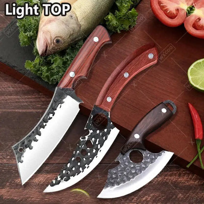 WXCOO Hand Forged Butcher Knife – High Carbon Steel BBQ & Meat Cutting Chef Knife