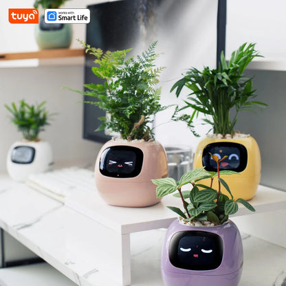 Smart Planter, Over 49 Rich Expressions,7 smart sensors,AI Chips Make Raising Plants Easy and Fun - BeeTrendyShop.COM