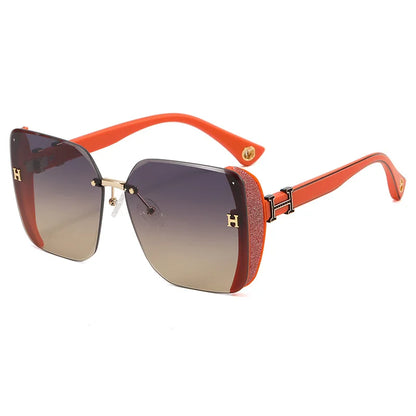 Frameless Oversized Square Sunglasses – Gradient UV400 Lightweight Women's Fashion