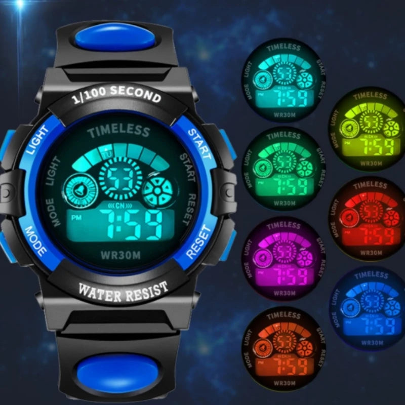 Electronic Watch for Boys Girls Children Luminous Dial Military Sport Watches for Kids Waterproof Multi-function Digital Watch