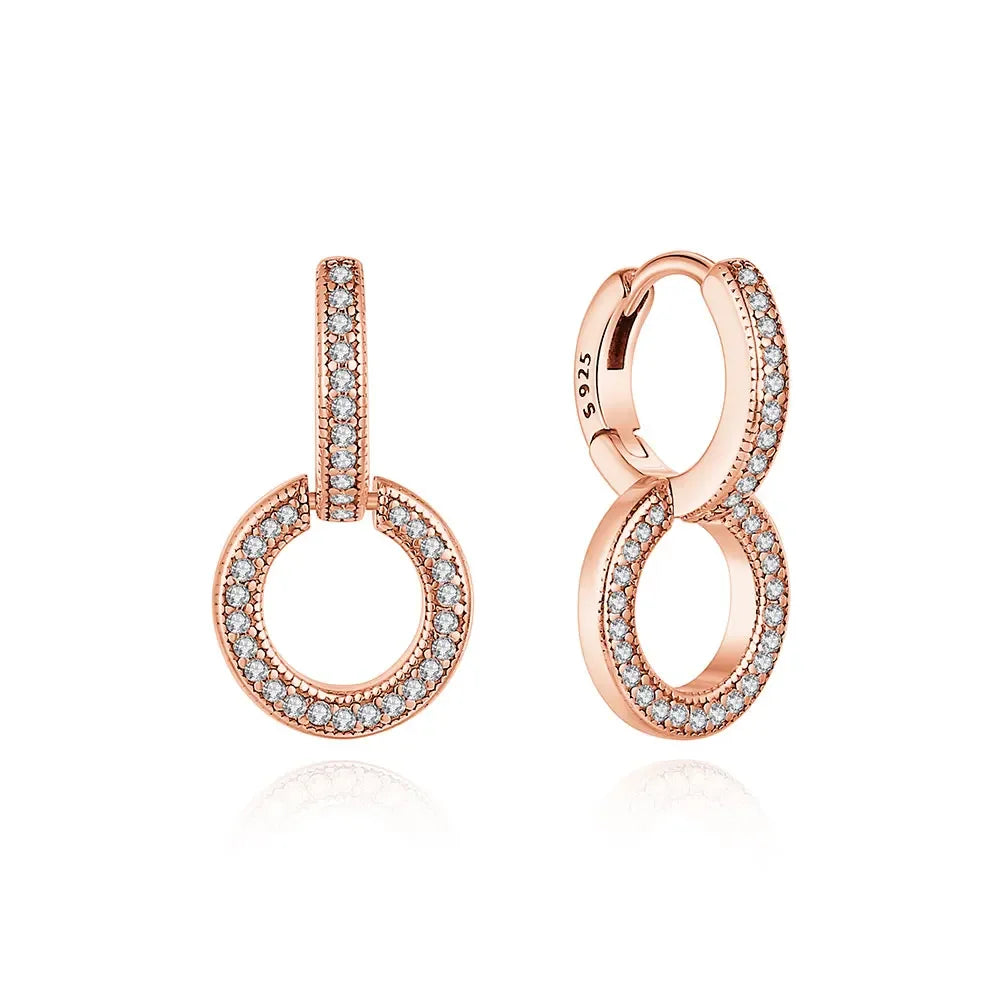 Sparkling Hoop Earrings 925 Sterling Silver Moon Pearl Heart Crystal Luxury Romantic Earing Fit Woman Wedding Party Jewelry Gift
