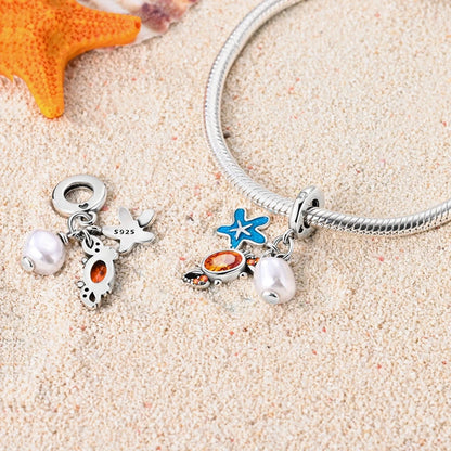 925 Sterling Silver Blue Crab & Red Lobster Charm Bead – Ocean DIY Jewelry