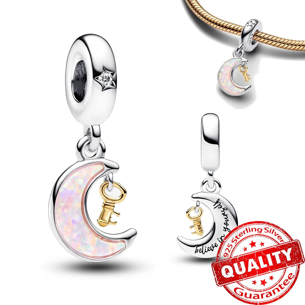 925 Sterling Silver Charms Colorful Sun Moon Stars Dangle Charm Fit Original Pendant Bracelets Necklace Women DIY Fine Jewelry
