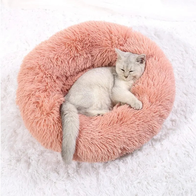 40-90cm Round Plush Pet Bed - Winter Warm Dog & Cat Bed for Medium-Large Pets