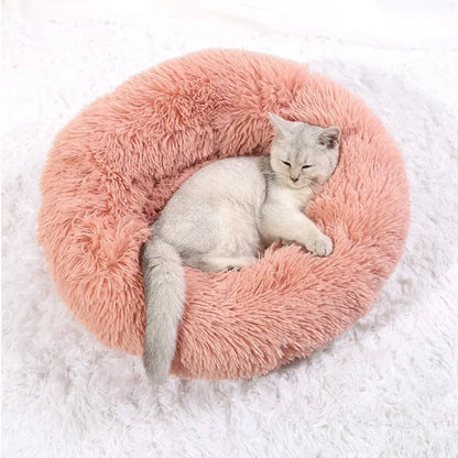 40-90cm Round Plush Pet Bed - Winter Warm Dog & Cat Bed for Medium-Large Pets - BeeTrendyShop.COM