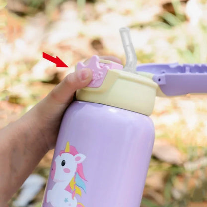 Kids Thermos Bottle with Straw – Stainless Steel Children’s Thermal Water Cup