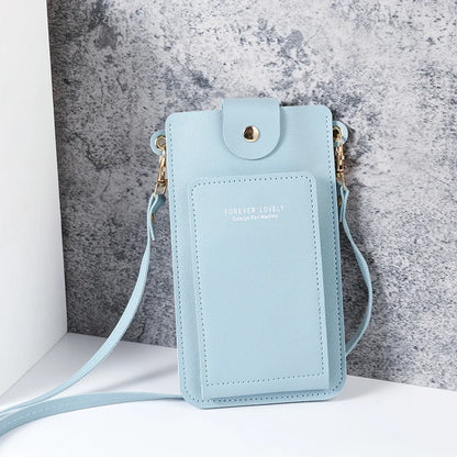 solid color fashion simple shoulder bag slung mobile phone bag women's driver's license card wallet - BeeTrendyShop.COM