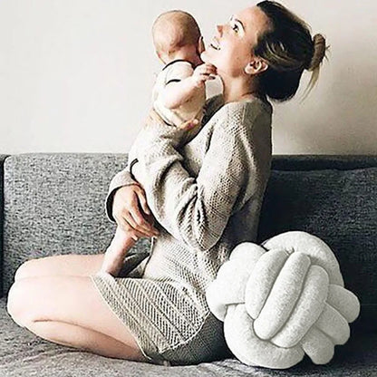 Nordic Velvet Knotted Round Cushion 20cm – Soft Decorative Pillow for Sofa, Bed & Kids Room