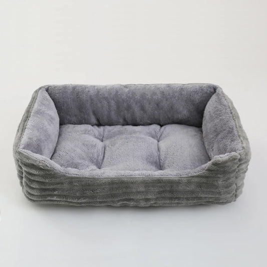 Plush Square Pet Bed - Calming Sofa Cushion for Cats & Small/Medium Dogs