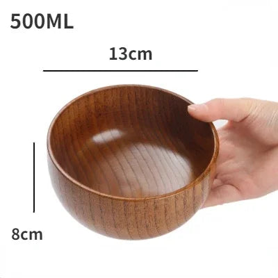 Japanese Jujube Wood Soup & Rice Bowl – Solid Wood Salad Bowl for Children, Baby & Adults