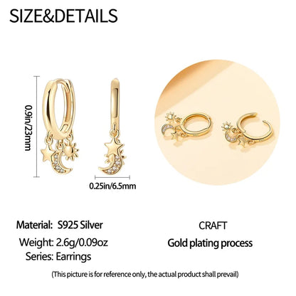 Pandach 925 Silver Pearl Bee Star Moon Stud Earrings – Trending Fashion Jewelry for Women