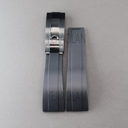 Silicone Watch Strap 20mm with Stainless Steel Buckle – Compatible with Rolex Daytona, SKY-DWELLER, YACHT-MASTER & NH35 Watches