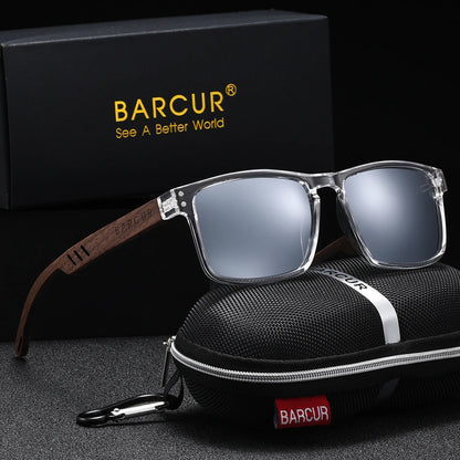 BARCUR Handmade Wood Sunglasses – Polarized UV400 Square Frame