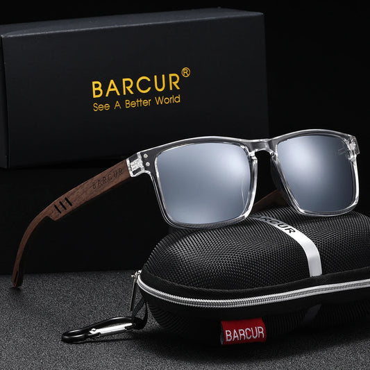 BARCUR Handmade Wood Sunglasses – Polarized UV400 Square Frame