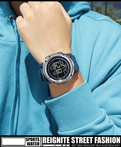 Men's Digital Sport Watch – 50M Waterproof, LED, Stopwatch, Military Tactical Wristwatch