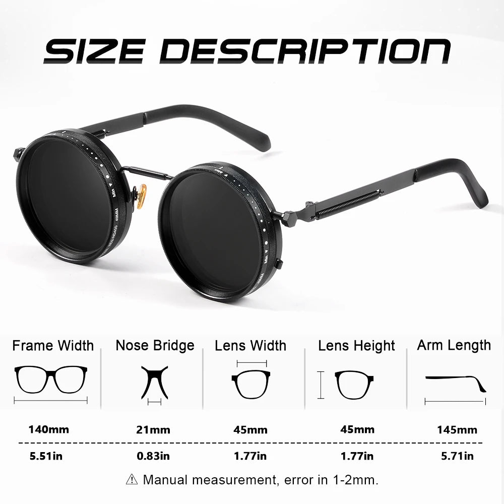 CRIXALIS ND9 Polarized Round Sunglasses – Adjustable Dimming UV400 Alloy Frame