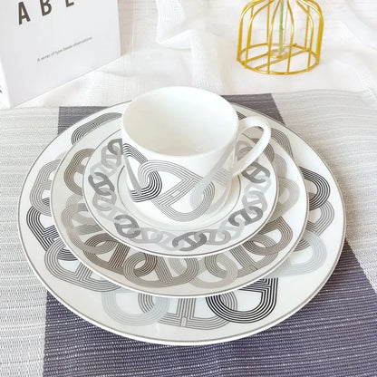 European Modern Bone China Ceramic Steak Plate – Fresh Tableware Cup & Plate Set