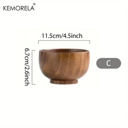 Natural Wooden Rice Bowl – Household Salad, Ice Cream & Fruit Food Storage Tableware