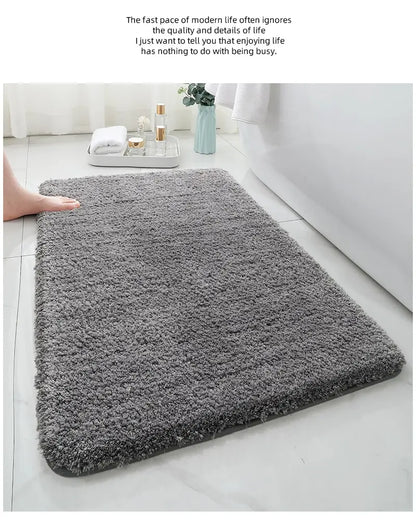Modern Minimalist Solid Color Floor Mat, Square Long Plush, Thickened Absorbent Carpet, Bathroom Door Mat, Non Slip Mat - BeeTrendyShop.COM