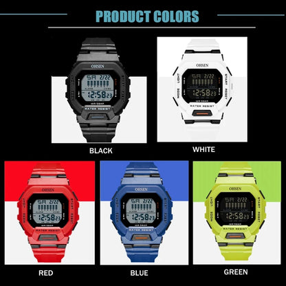 Men's Outdoor Tactical Digital Watch – Green Silicone, Waterproof, Big Dial, Sport Wristwatch
