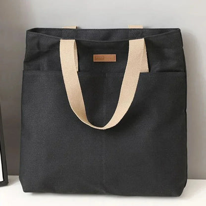 1Pc Women's Tote Bag Canvas Sewing Thread Large Capacity Advanced Sense Handbag Convenient Practical Female's Commuter Bag - BeeTrendyShop.COM