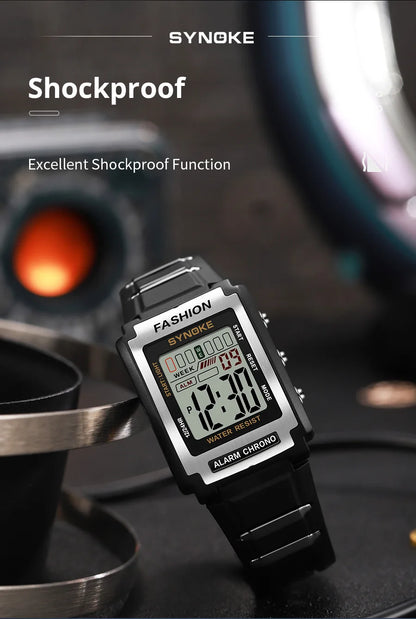 Digital Watches For Men Waterproof 31mm Ultra-thin Electronic Wristwatch Chronograph Sport SYNOKE Watch - BeeTrendyShop.COM