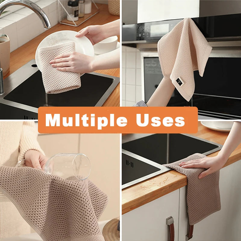 Cotton Honeycomb Kitchen Dishcloth – Soft, Absorbent & Breathable Cleaning Cloth