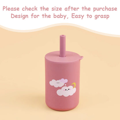 Baby Feeding Straw Cup – Anti-Hot Leakproof Silicone Toddler Water Bottle
