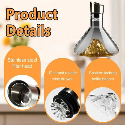 Iceberg Whisky Decanter – 1500ml Lead-Free Crystal Wine Carafe with Aerator