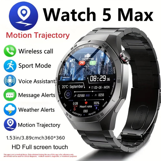 New For Android and ios Smart Watch Men AMOLED Screen GPS Motion trajectory Heart Rate Bluetooth Calls SmartWatch Waterproof