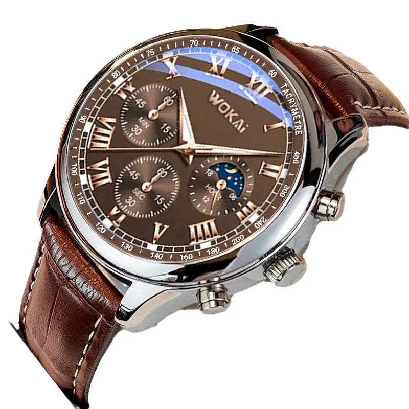 Watch Men Brown Watches Fashion Casual Business Leather Band Quartz Wristwatches Reloj Hombre Montre Sport Homme Relogio - BeeTrendyShop.COM