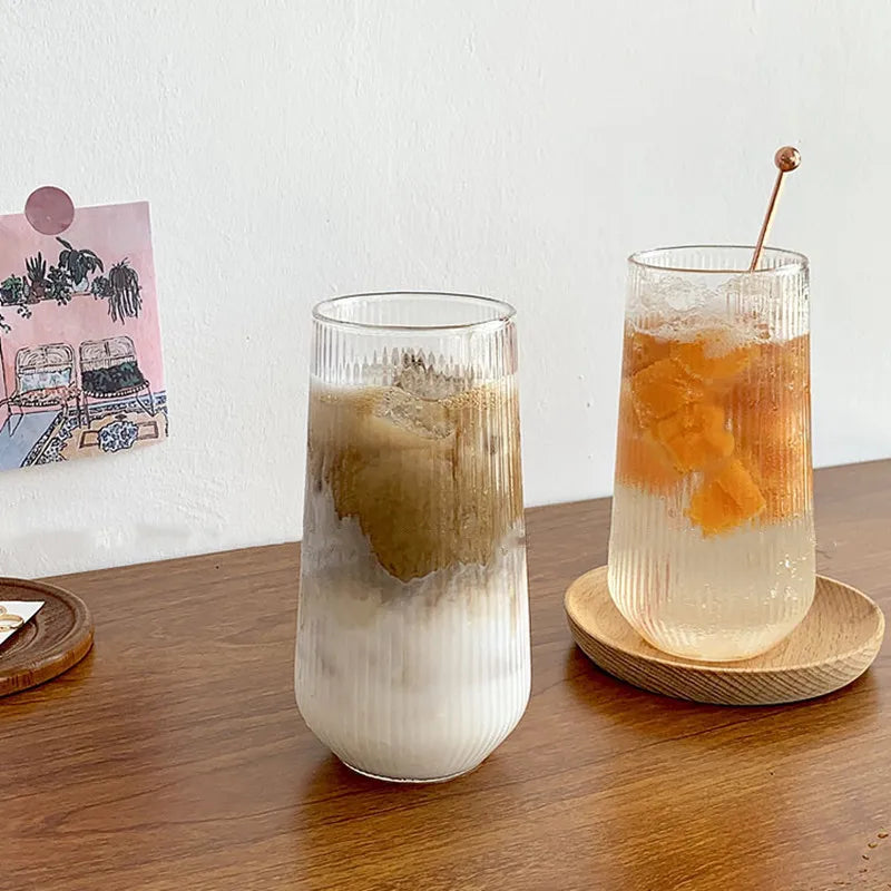 500ML Stripe Glass Cup – Wine Coffee Whiskey Beer Cocktail Drinking Glass