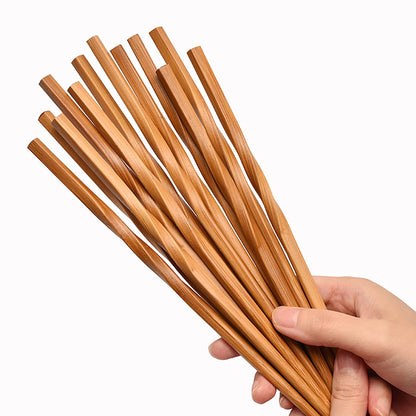 5-Pair Carbonized Bamboo Chopsticks – 24cm Household & Hotel Dining Chopsticks Set