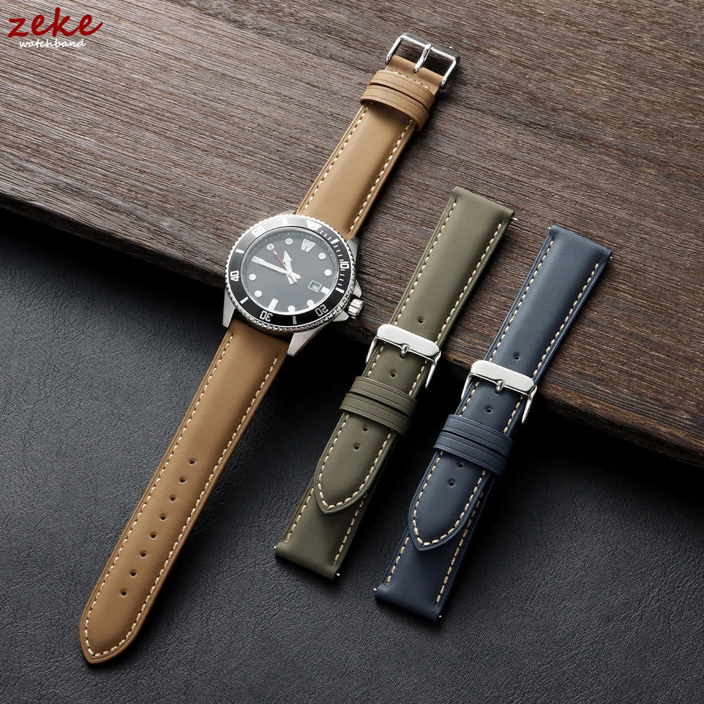 Quick Release Watch Band for Men Women Watchband Retro Cowhide Watch Strap Replacement Belt 18mm 20mm 22mm Vintage Brown Straps - BeeTrendyShop.COM