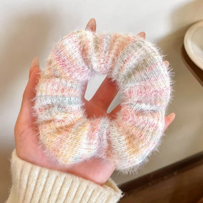 Korean Plush Cat Ear Scrunchies - High Elastic Hair Ties - BeeTrendyShop.COM