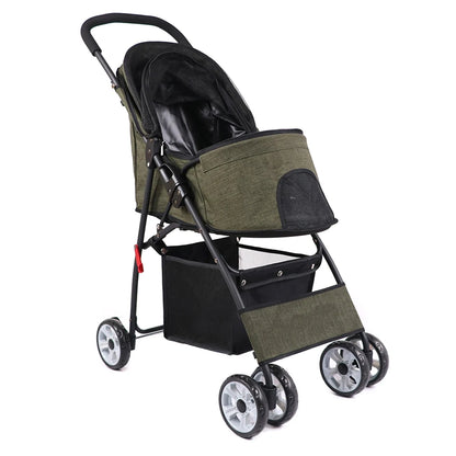 4-Wheel Pet Jogger - All-Terrain Stroller with Storage Basket - BeeTrendyShop.COM