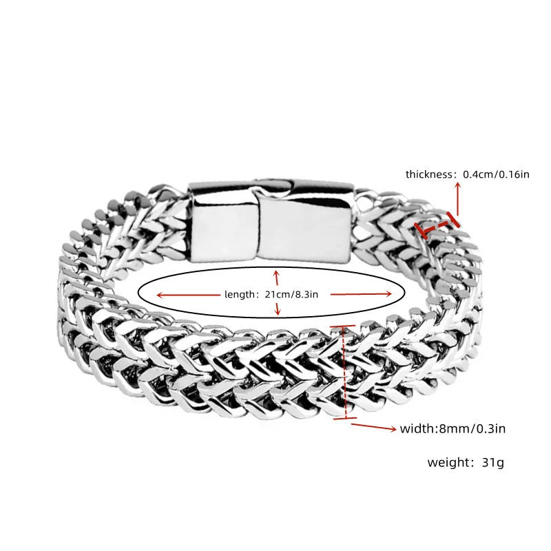 Stainless Steel Magnetic Buckle Bracelet – Fish Scale Braided Chain | Unisex