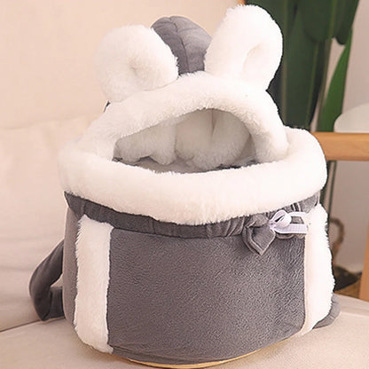 Plush Pet Carrier Backpack – Warm & Portable for Cats & Dogs