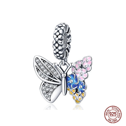 925 Sterling Silver Chameleon Luminous Butterfly Charm Bead – DIY Jewelry