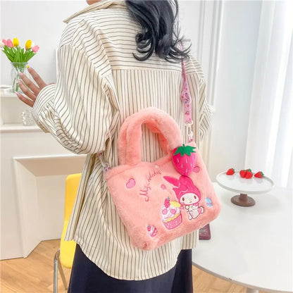 Sanrio Hello Kitty Plush Bag Kawaii Kuromi My Melody Cute Cartoon Anime Handbag Cinnamoroll Storage Tote Bags Women Girl Gifts - BeeTrendyShop.COM