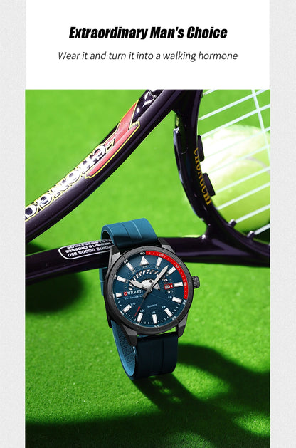 CURREN Fashion Men Watch Top Brand Luxury Waterproof Sport Mens Watches Silicone Automatic Date Military Wristwatch - BeeTrendyShop.COM