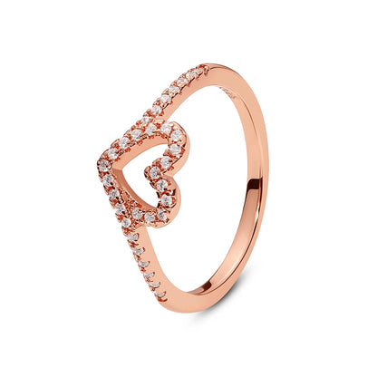 925 Sterling Silver Love Heart Crown Ring – Rose Gold Engagement Jewelry