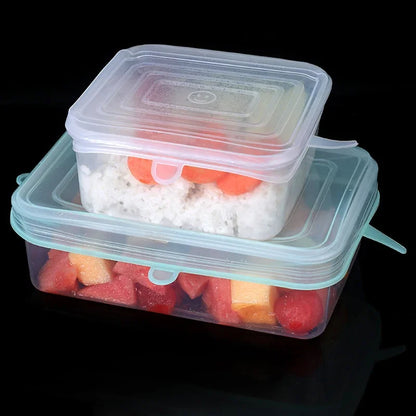 6-Piece Square Silicone Stretch Lids – Reusable Food Packaging Elastic Bowl Covers