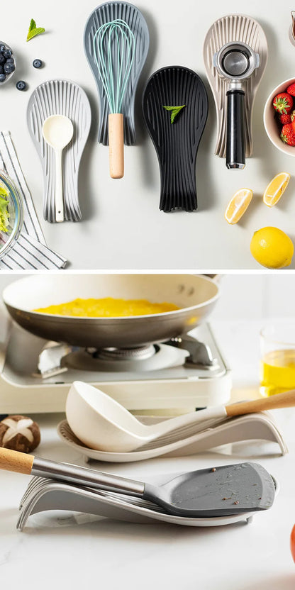 Silicone Insulated Spoon Holder & Placemat – Heat Resistant Cutlery Shelving Kitchen Tool