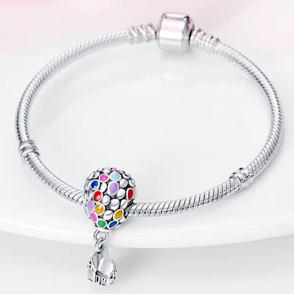925 Sterling Silver Pixar Up House & Balloons Dangle Charm – DIY Jewelry