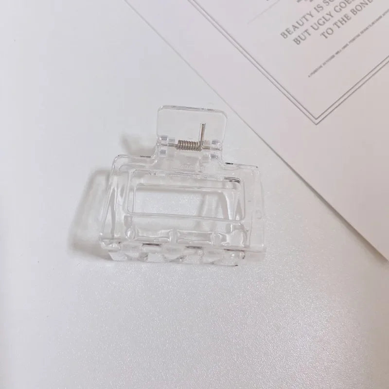 Small Square Acrylic Hair Claw Clip – Colorful Elegant Barrette for Women & Girls